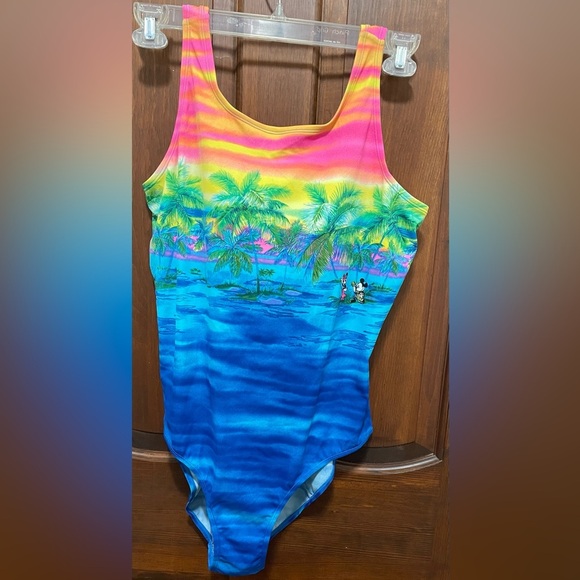 Disney one piece Tropical Blue Swimsuit with Palm Tree Design size 18 - Picture 1 of 6